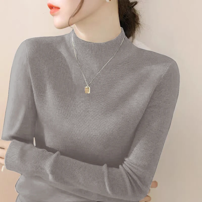 半高领毛衣打底秋冬修身显瘦内搭针织衫纯色洋气新款长袖百搭上衣