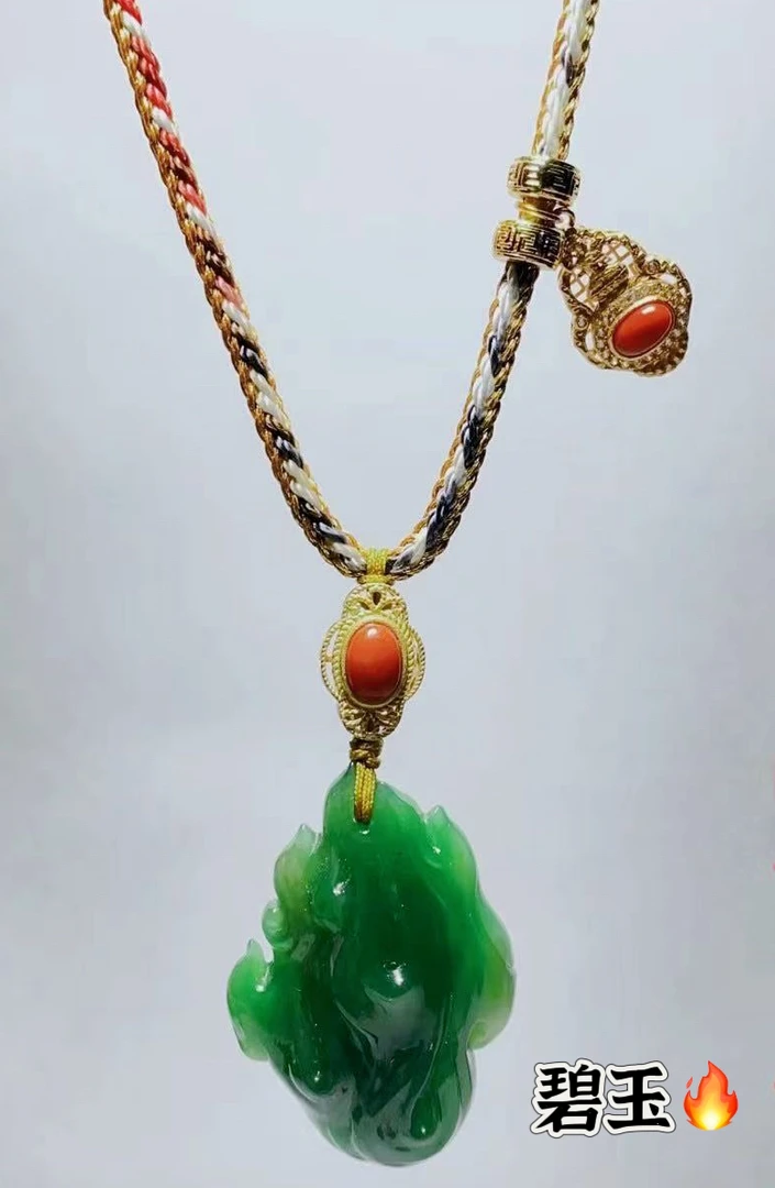 碧玉火好运来福挂坠