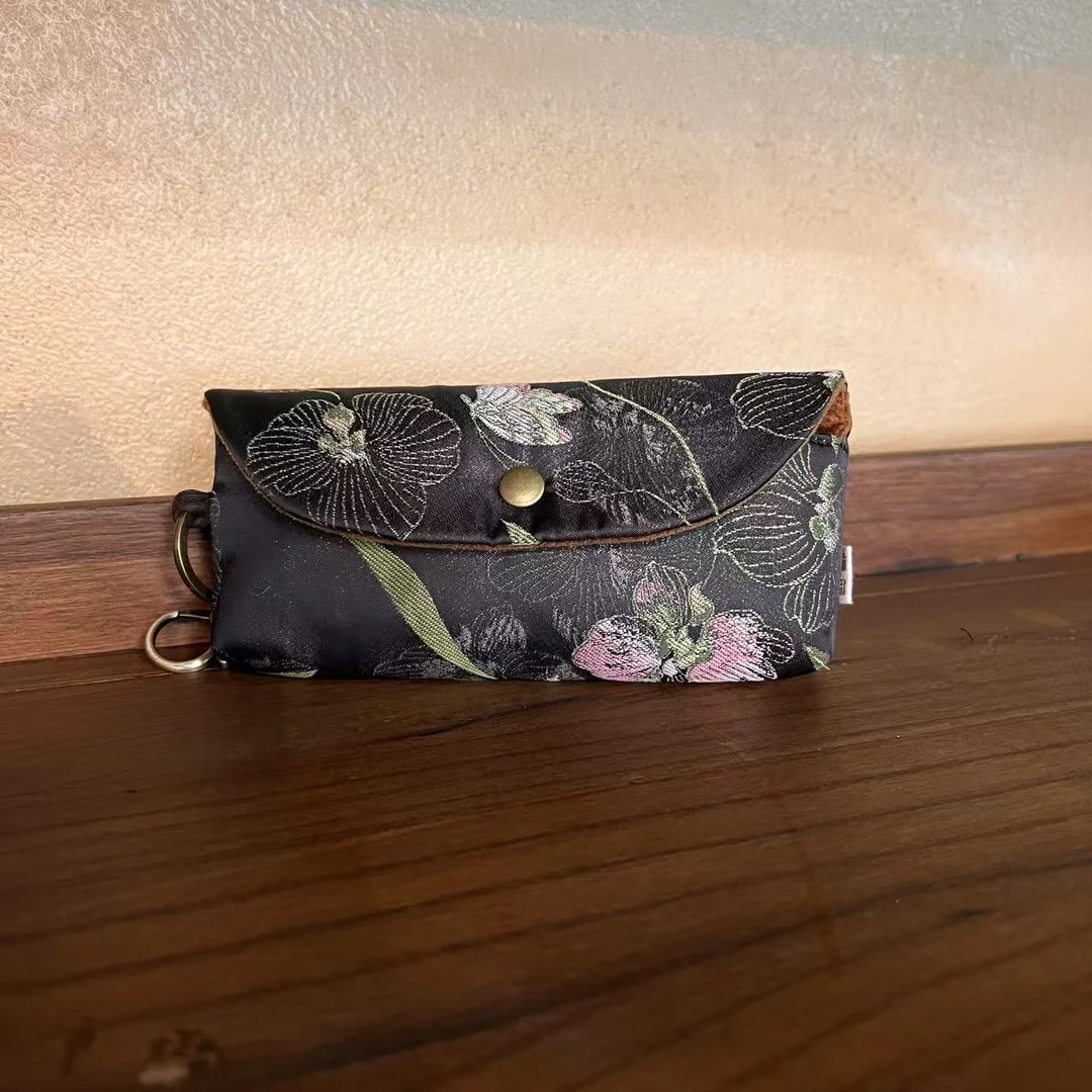 【悦生活】【粉绒花】织锦眼镜袋19*10*3（慢蓝S1046）