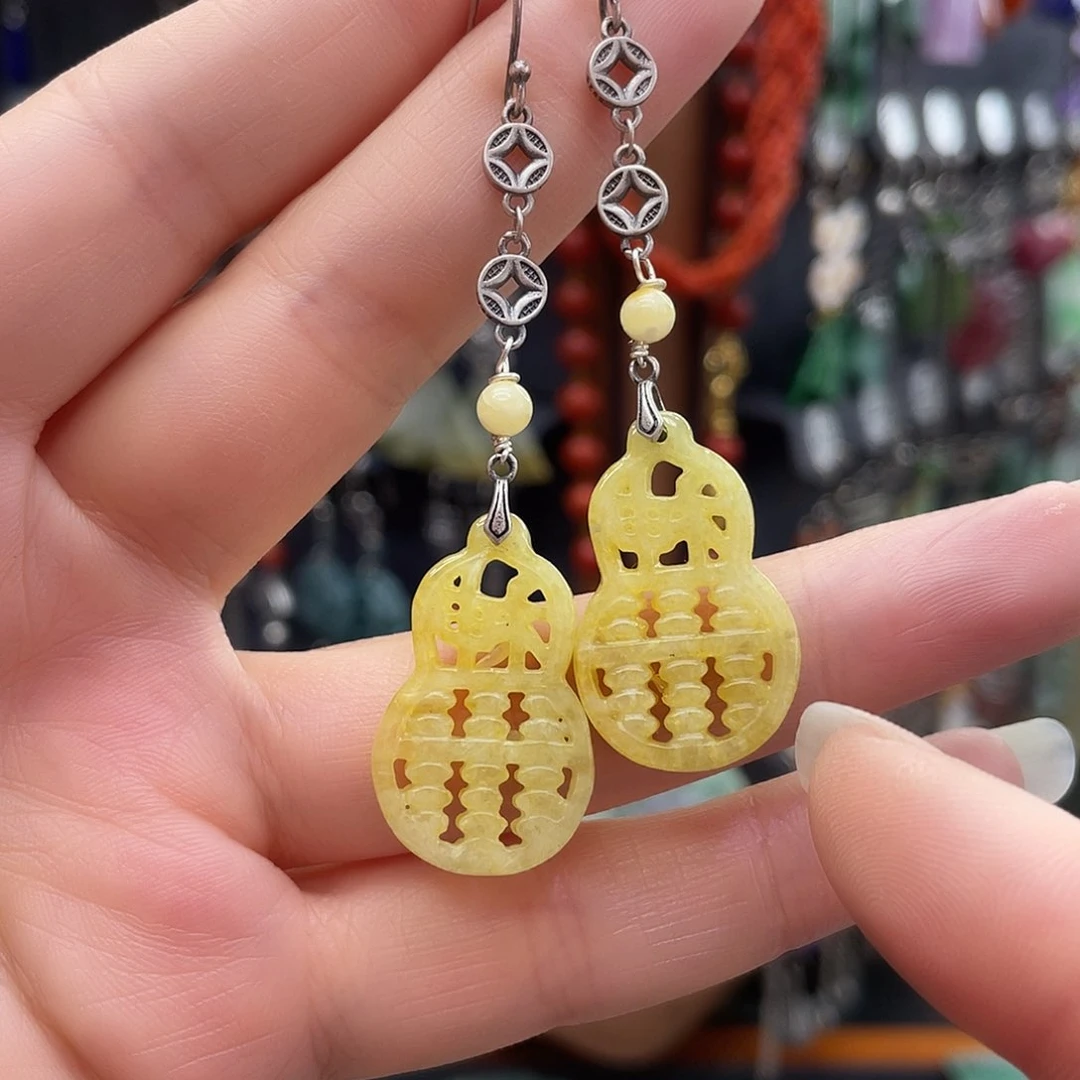 翡翠耳饰银S925镶嵌754fgbhhhh