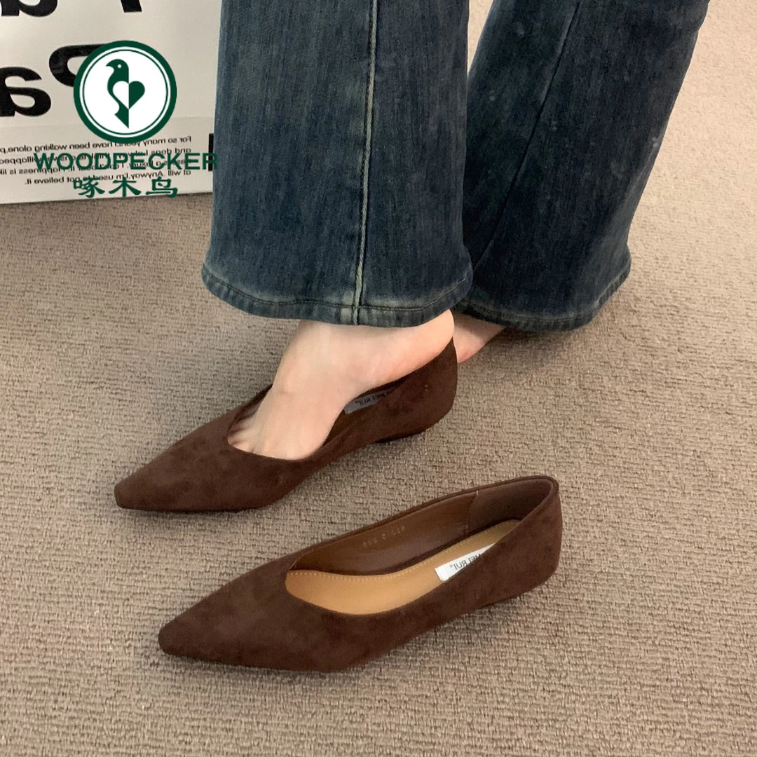 啄木鸟法式高级小众单鞋女鞋2025春秋坡跟气质尖头通勤晚晚奶奶鞋