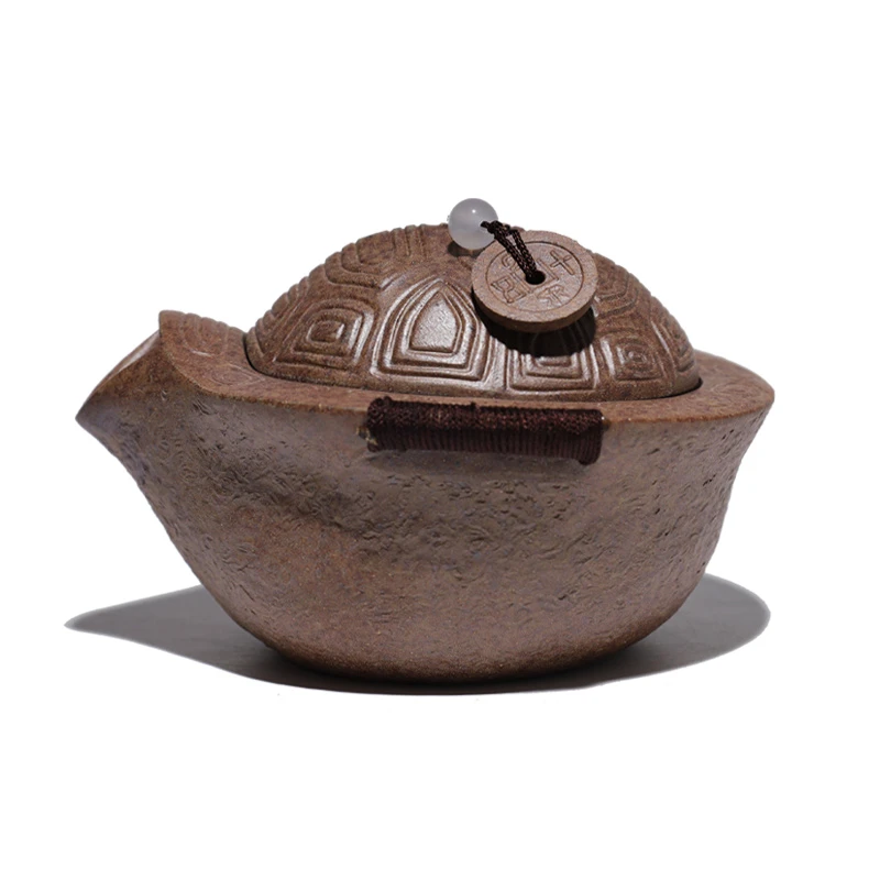 大吉羊柴烧 宜兴紫砂壶 原矿本山绿泥富甲一方手抓壶150ml庄杰