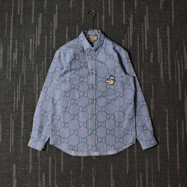99新 GUCCI/古驰 双G满印纯色长袖衬衣/尺码48码/5723
