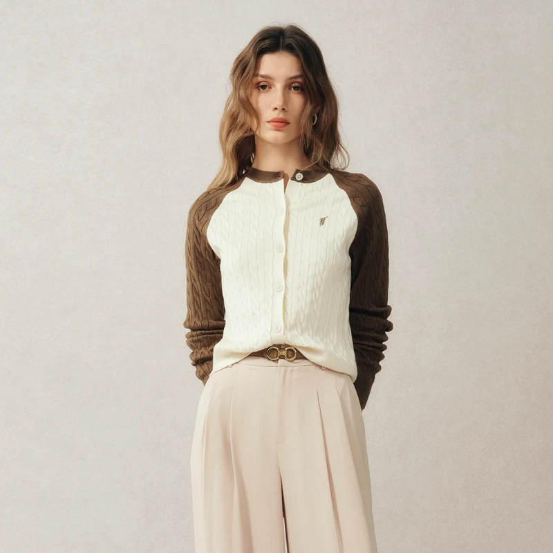 POLOWALK2025春季新品女式长袖针织衫开衫