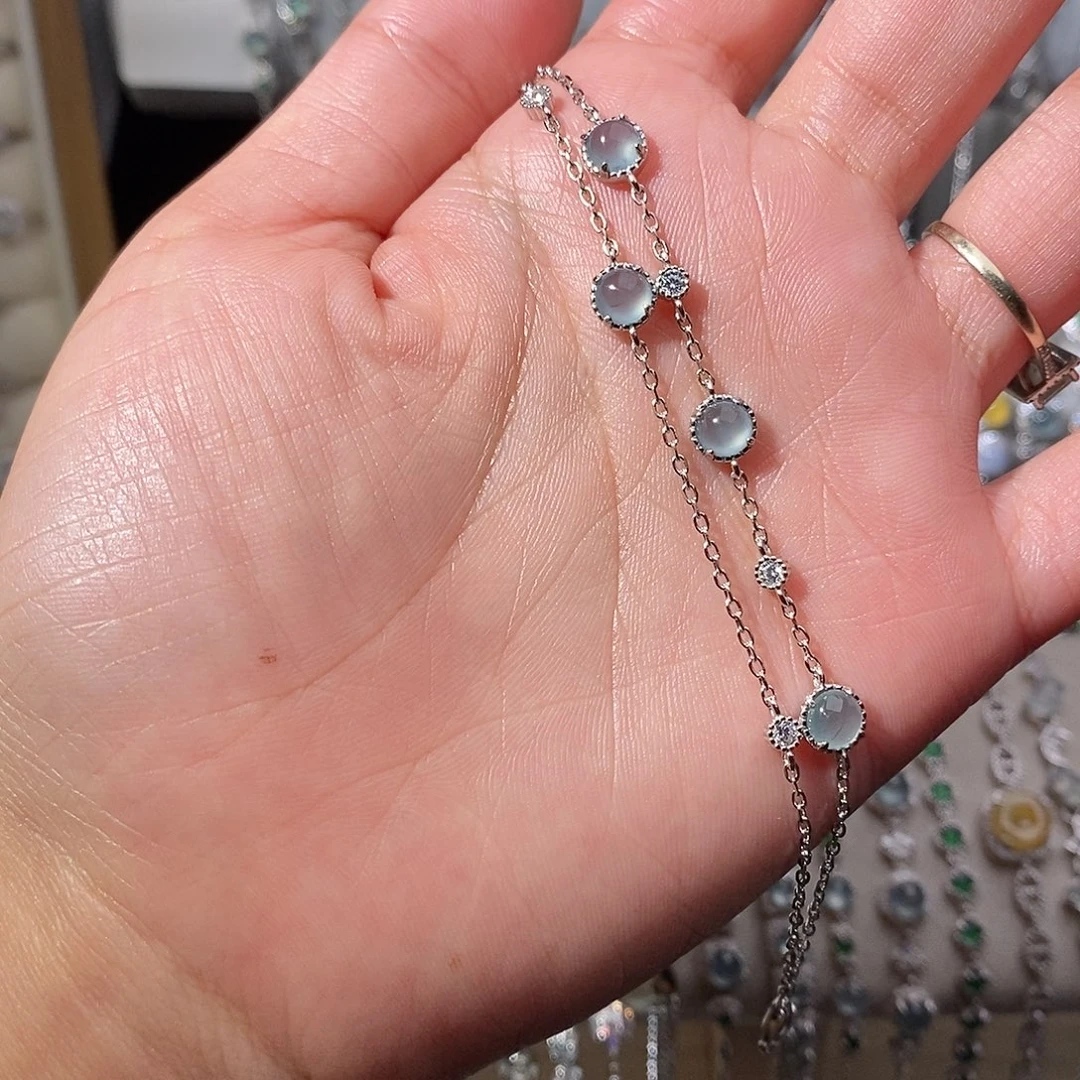 翡翠银S925镶嵌手链