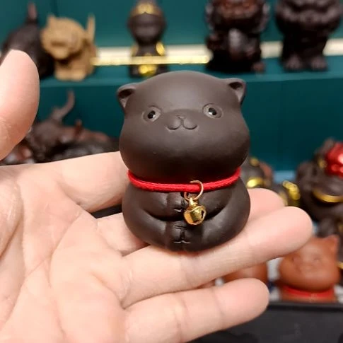 茶宠紫砂小猫香插茶宠摆件