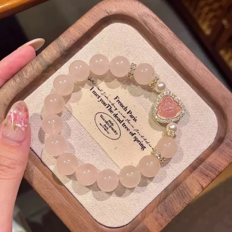 【佛公】10mm天然西柚粉粉水晶新中式佛公手串