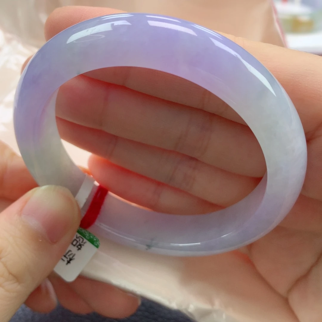 未镶嵌手镯翡翠缅甸天然翡翠手镯56冰粉紫
