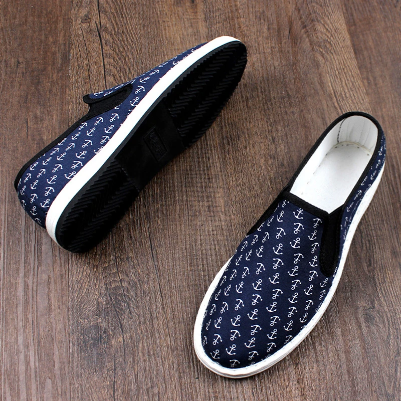 春季新款老北京布鞋男手工千层底高档轻便透气软底一脚蹬耐磨防滑