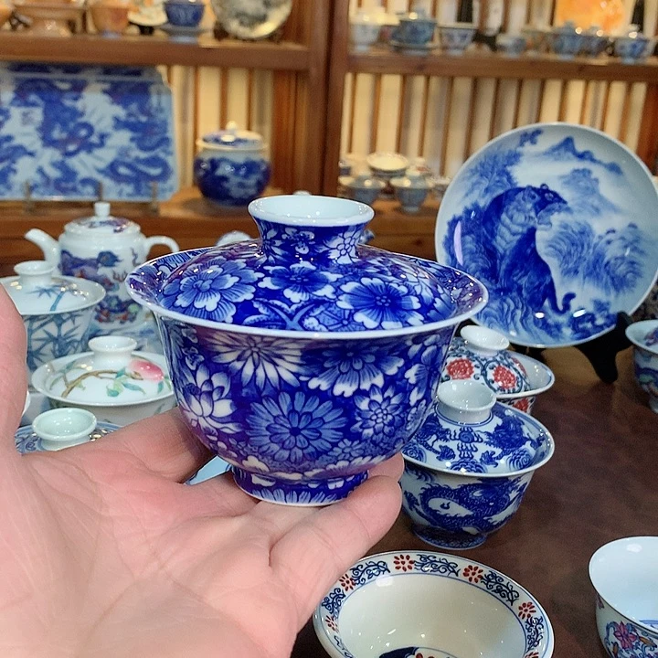 錡镇堂手工手绘盖碗