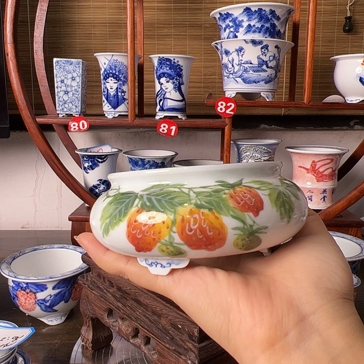 墨奈手绘陶瓷花盆