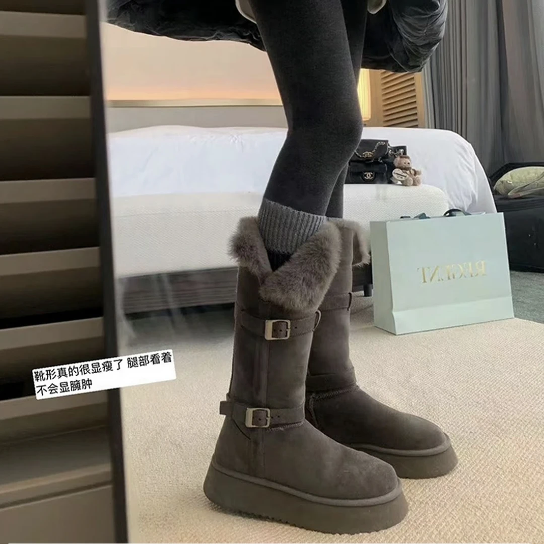 厚底雪地靴女2025冬季新款两穿加绒加厚东北雪地棉鞋女