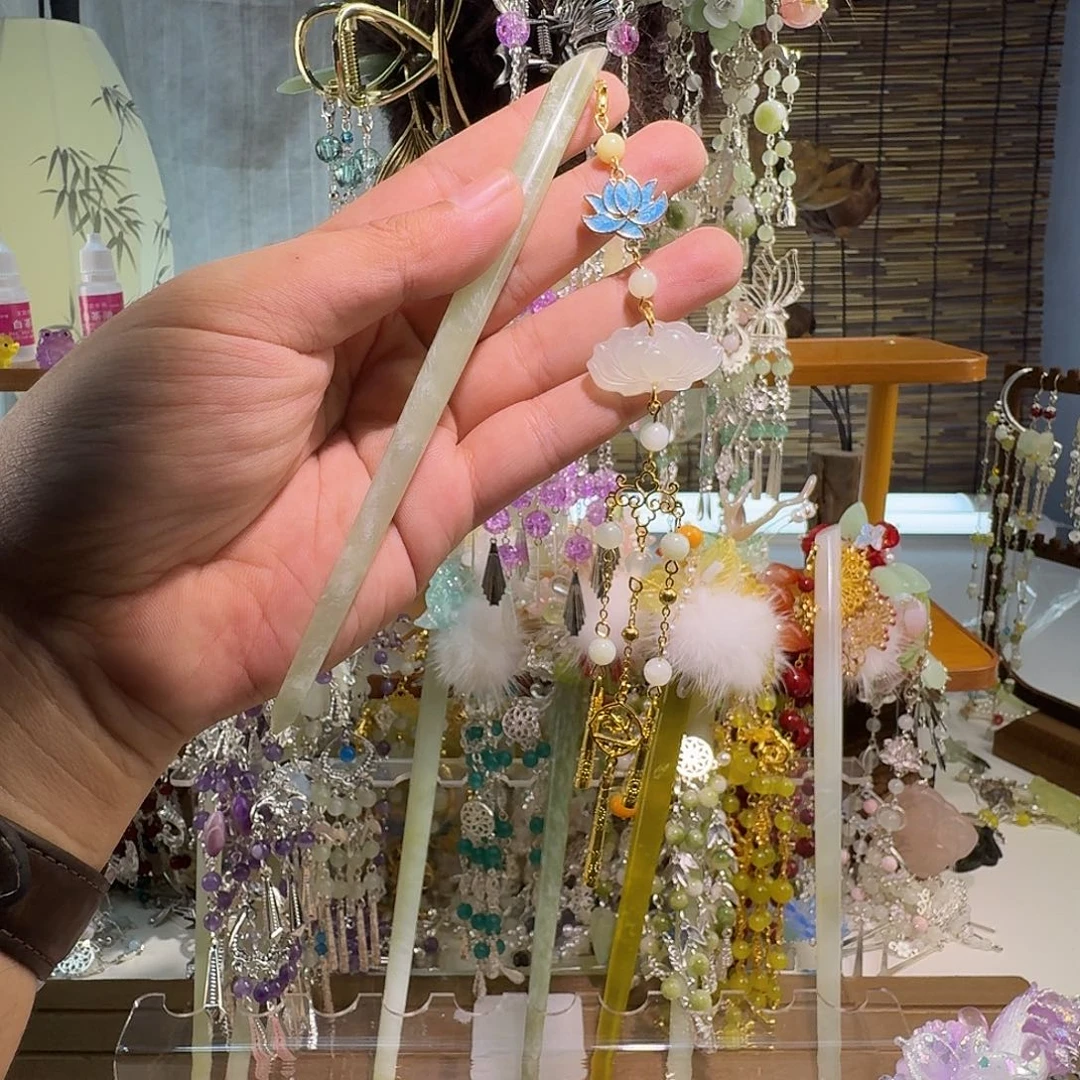 蛇纹石玉合金发饰