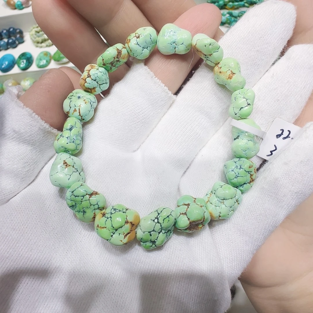 绿松石银S925镶嵌原矿绿松石