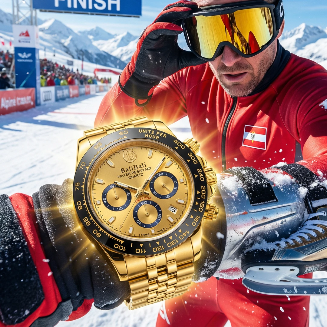 【新升级】男士迪通拿多功能三眼六针金表黄金纯金999钢印（62198G）