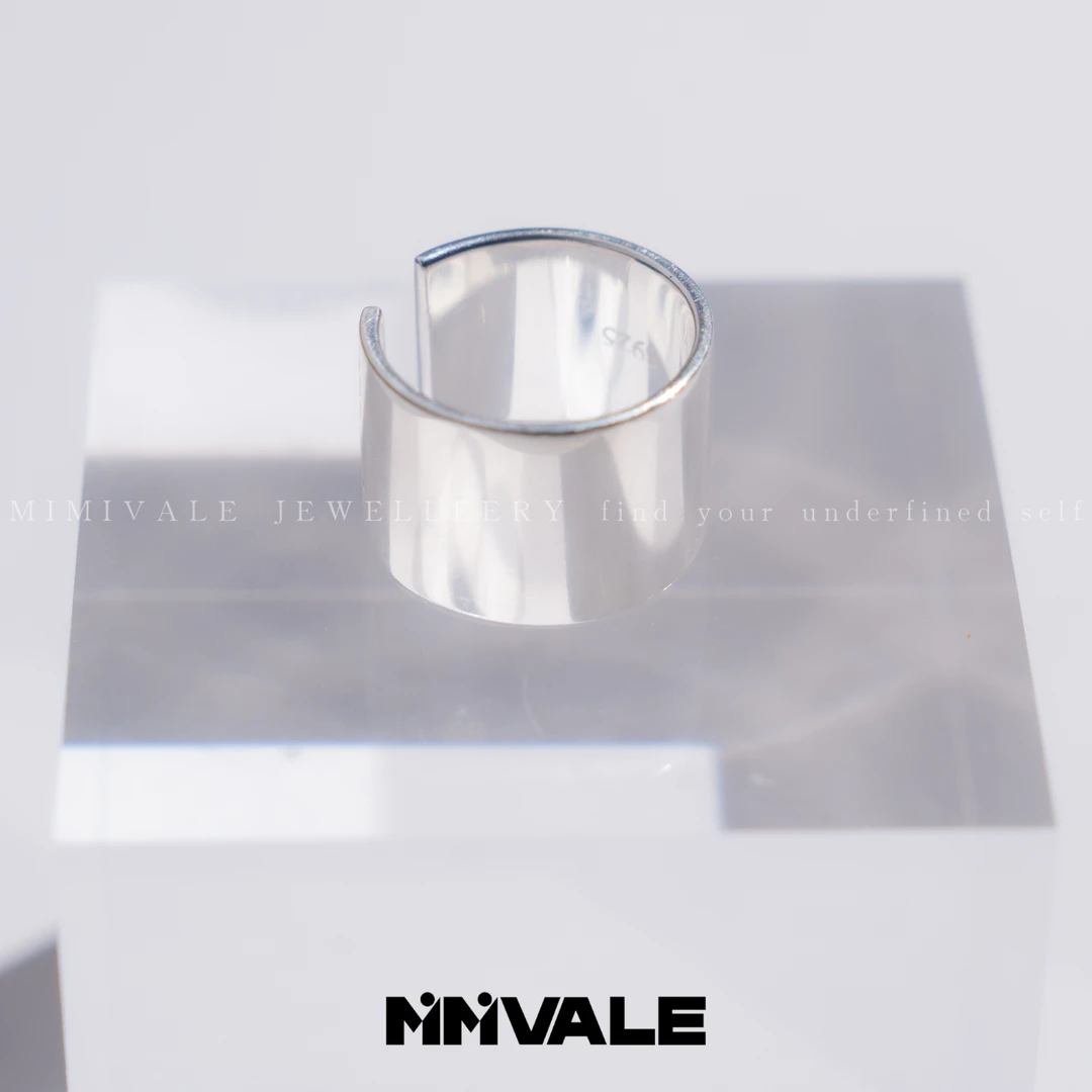 秘密山谷 925银戒指 【宽宽】原创设计款百搭亮银开口戒指MMSG8418