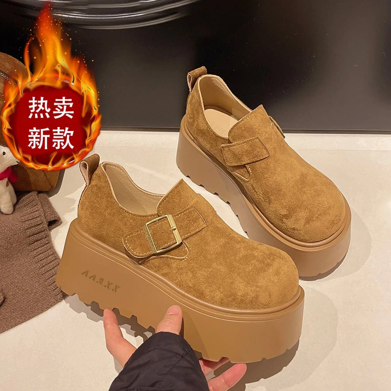爆款勃肯鞋女单鞋厚底7cm增高2025新款秋季百搭懒人乐福豆豆鞋