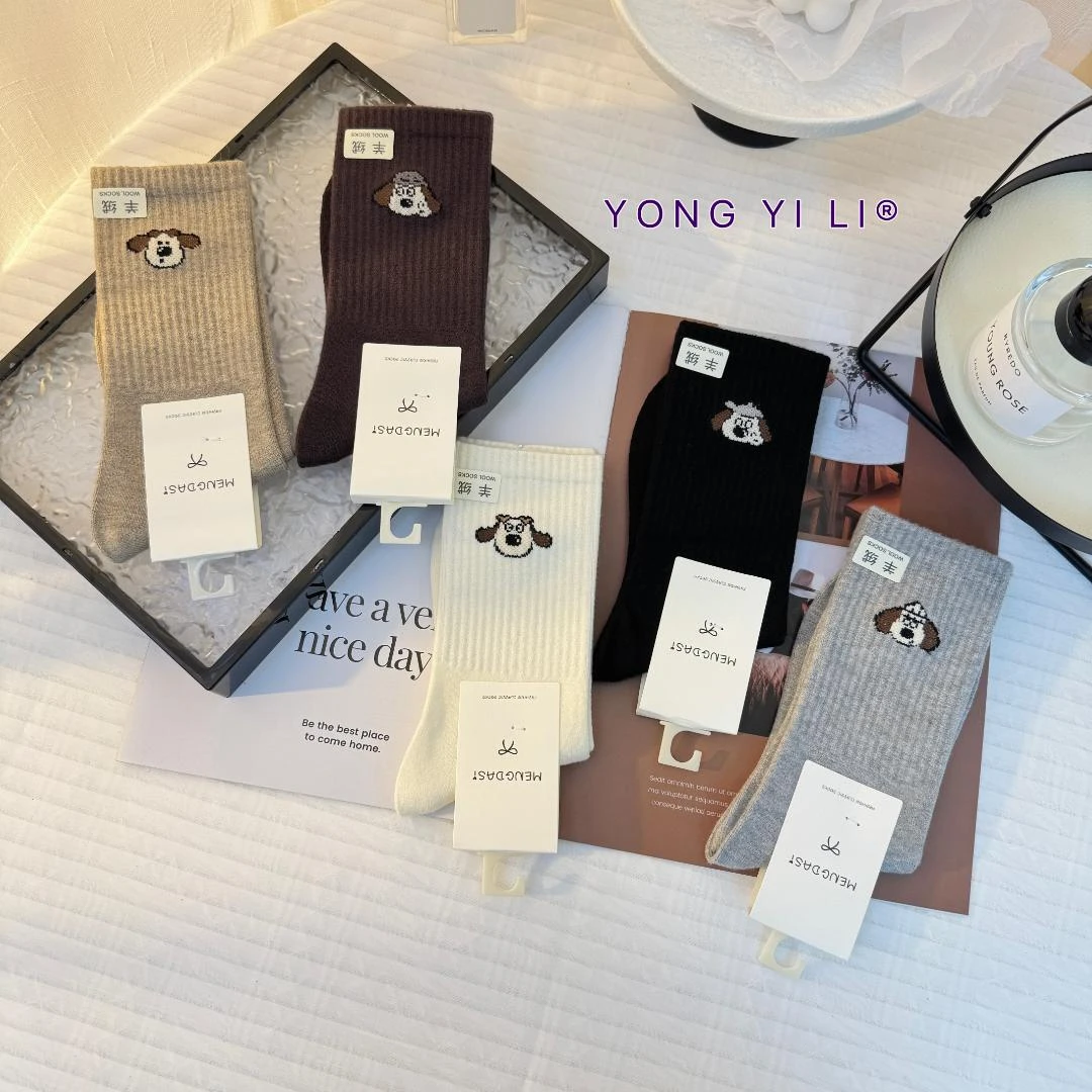 5双女士秋冬仿羊绒加厚高筒保暖袜柔软舒适女袜百搭潮流8855