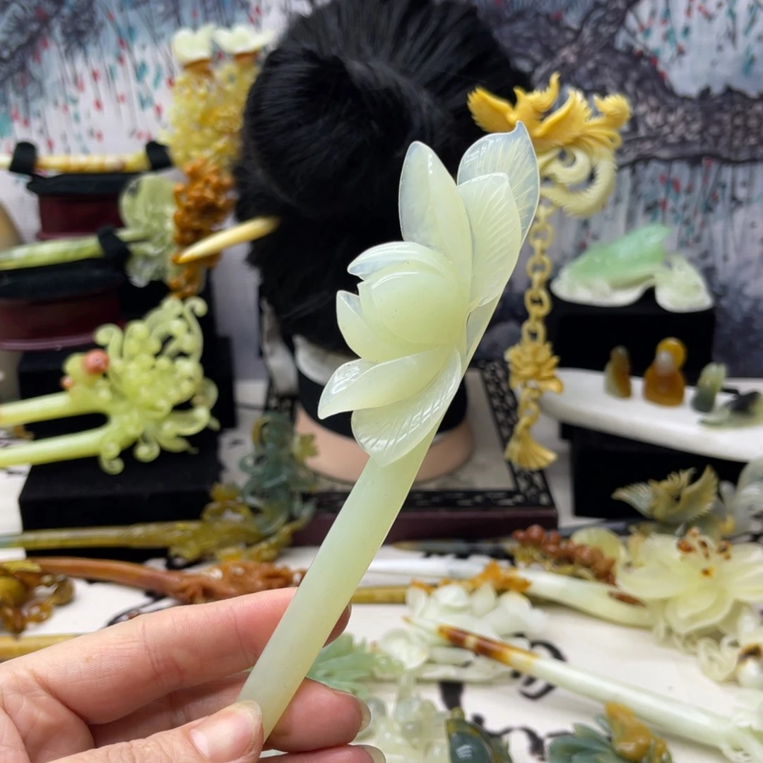 【闪购商品】蛇纹石玉发饰合金