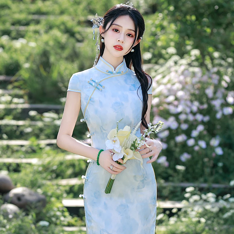 新中式旗袍日常可穿高端2025夏季老上海改良裙子素雅国风礼服长款