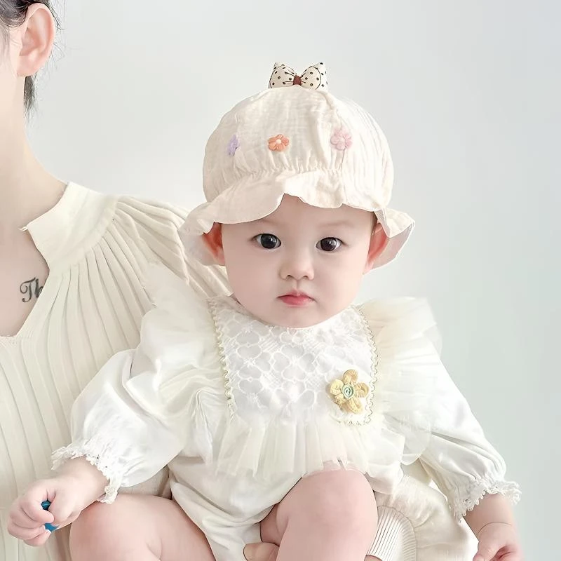 婴儿帽子春秋款小月龄宝宝渔夫帽可爱超萌公主帽女婴幼儿胎帽新生