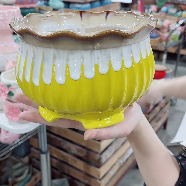 有孔，凑10元包邮陶瓷花盆发货！
