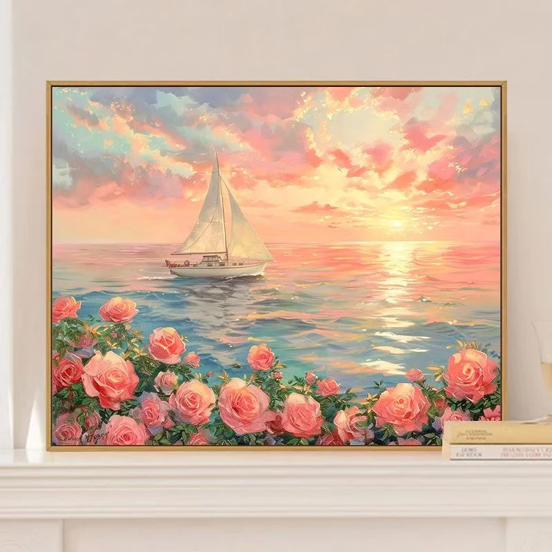 【W01-W200】画个彩虹直播间过款编码直播间40*50数字油画实木内框