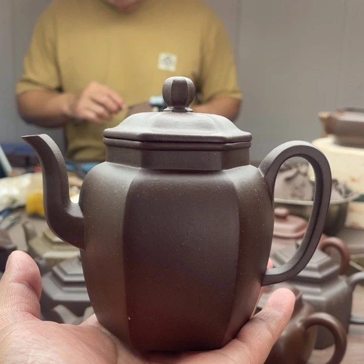 茶壶紫砂六方高宫灯，紫泥