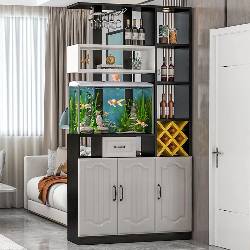 佛山皇朝入门玄关柜鱼缸柜客厅家用一体酒柜轻现代奶油风餐边柜