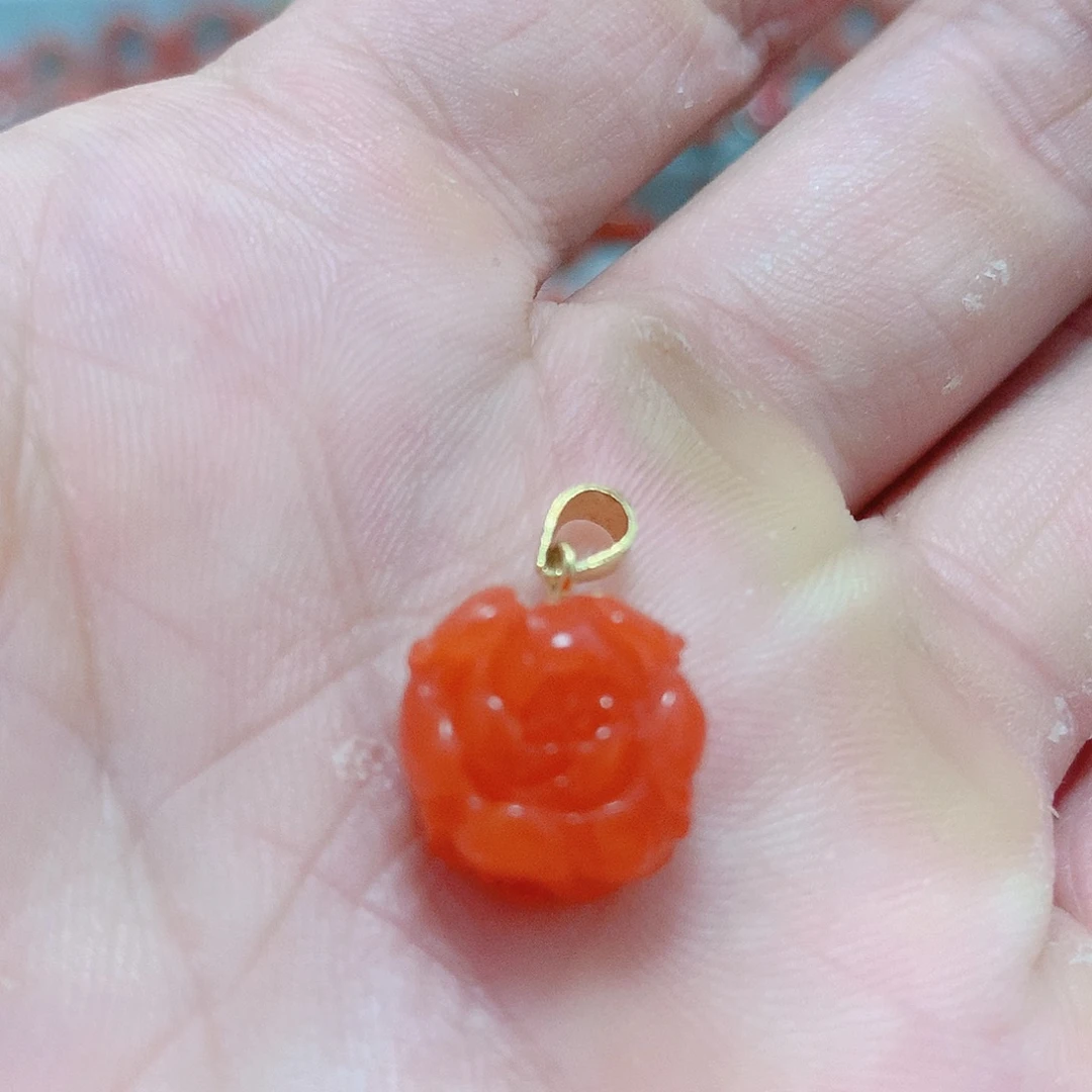 南红玛瑙银S925镶嵌吊坠(不含链)