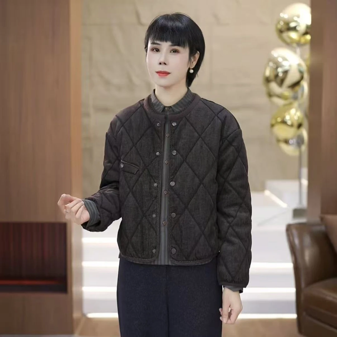 【渲渲推荐】QQ-901冬季休闲气质菱格外套棉服