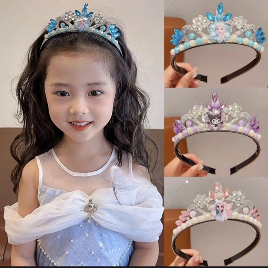 艾莎公主皇冠发箍儿童卡通库洛米头饰王冠发饰小女孩蓬松儿童发箍