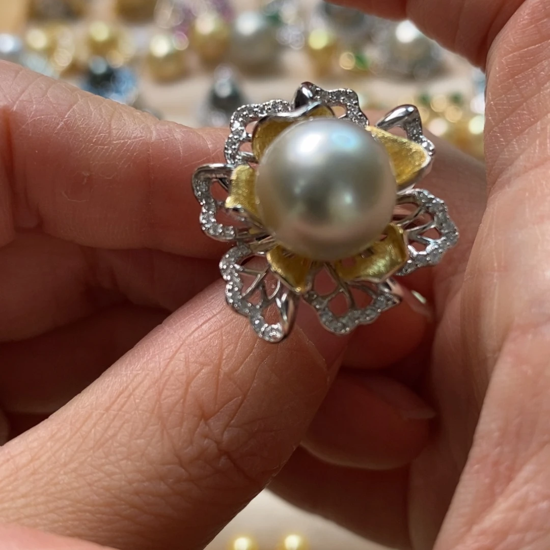 海水珍珠戒指银S925镶嵌