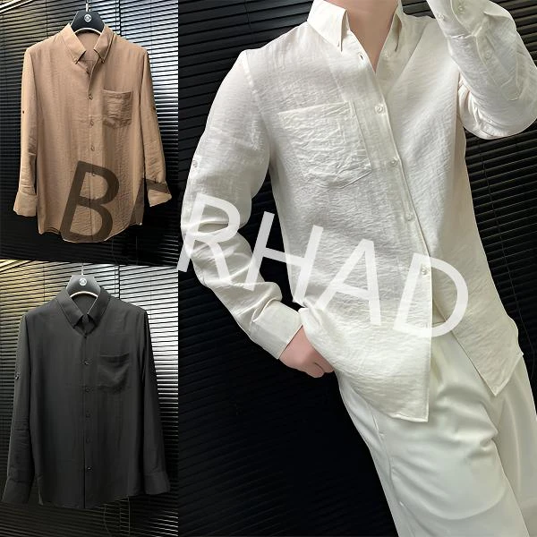 BERHAD轻奢潮流痞帅长袖衬衫高端男装百搭休闲原创设计-21739