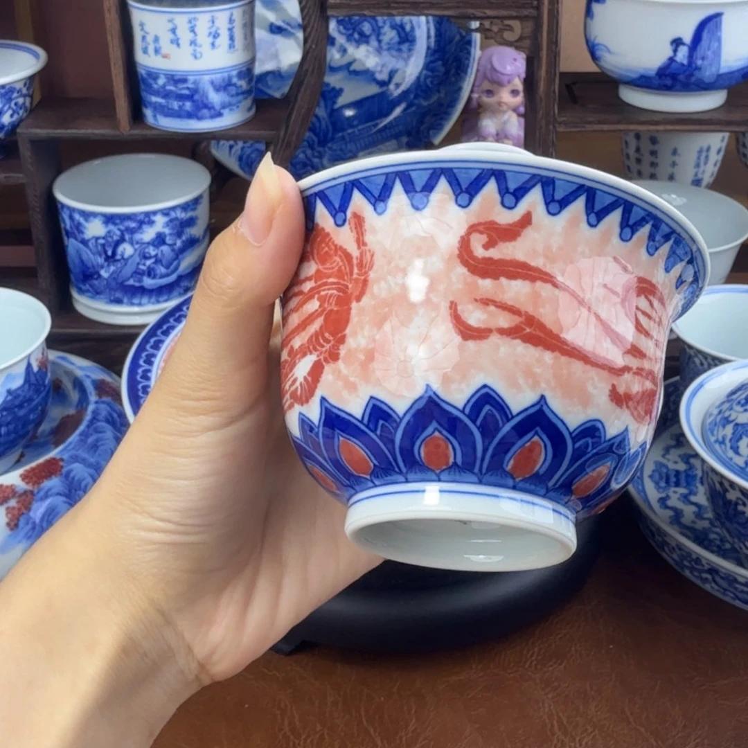 ღ***晓景德镇陶瓷手绘飞天套组