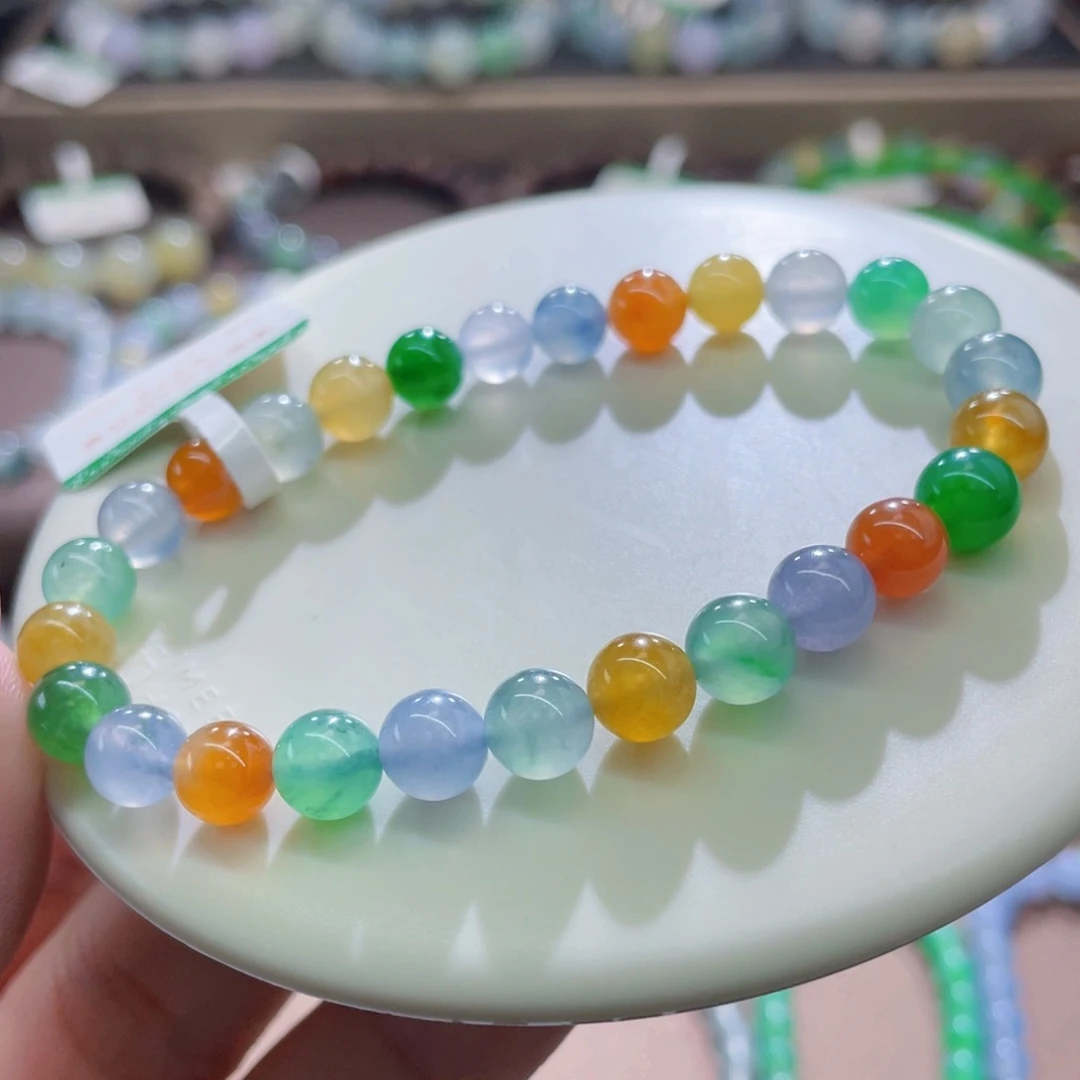 未镶嵌手链翡翠冰胶彩虹卡7