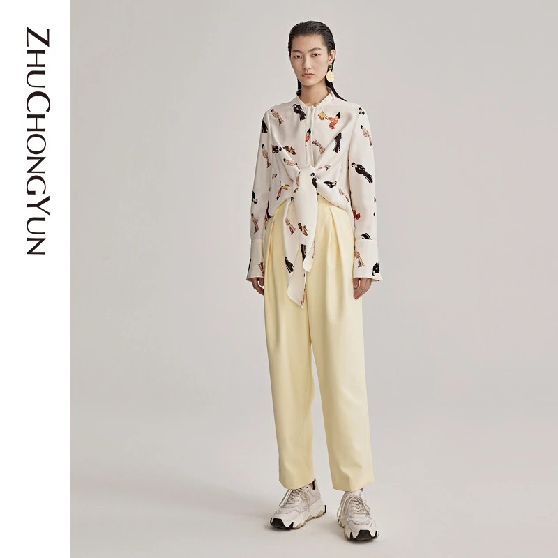 【妍妍精选】ZHUCHONGYUN纯色宽松休闲裤子C1JS32175