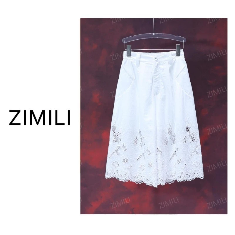 【亮哥女装】2025欧版月光白重工刺绣高克重休闲A字短裤9801-H1