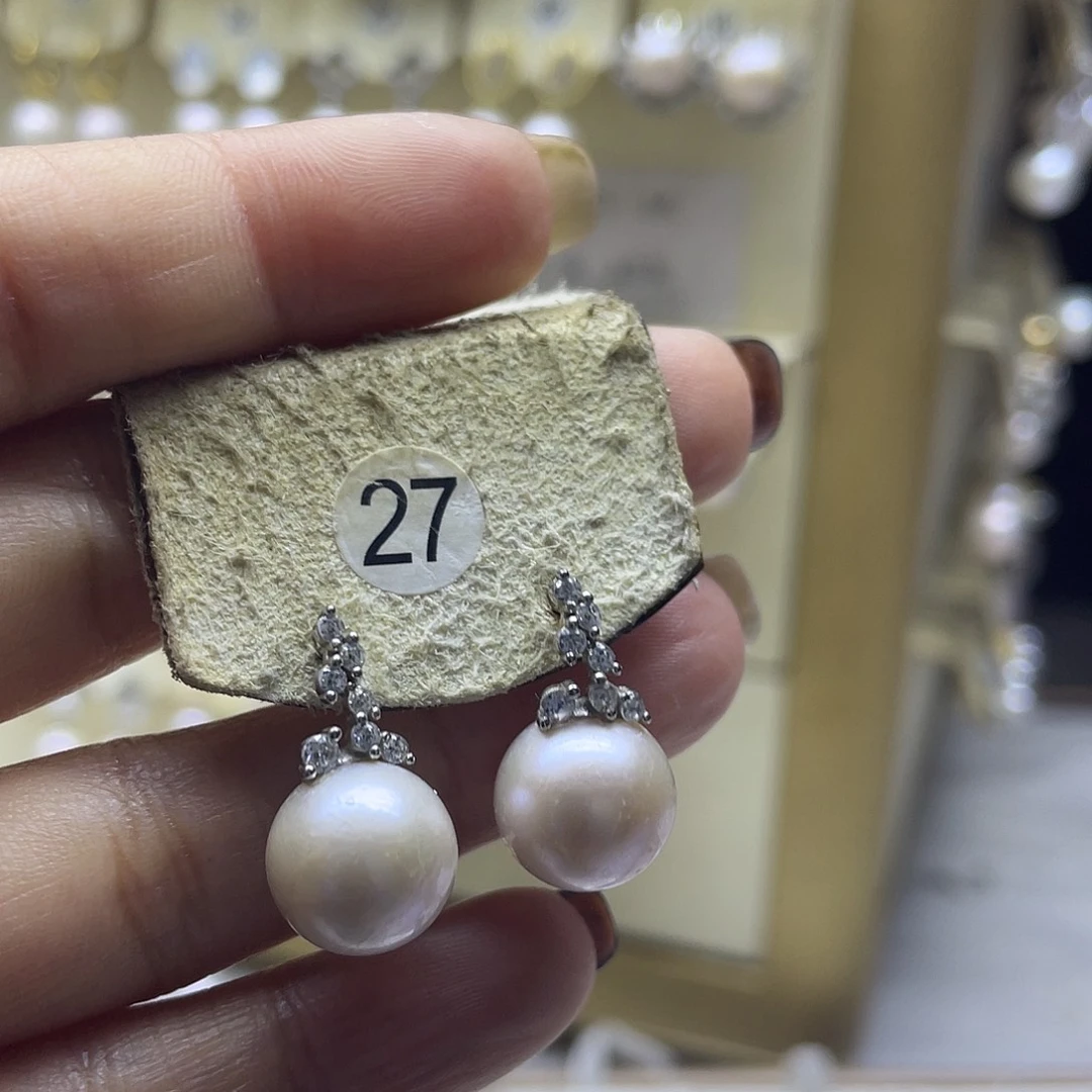 银S925镶嵌淡水珍珠耳饰