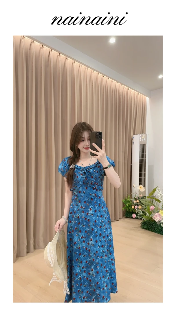 奈奈妮【深海公主】连衣裙女2025小个子夏季时尚新款显瘦气质846
