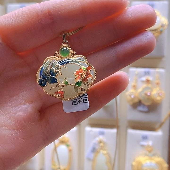 和田玉颈饰银S925镶嵌