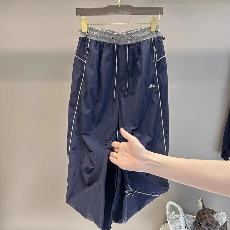 夏季男工装裤薄款宽松套装超轻薄垂感抗皱直筒长裤时尚阔腿休闲裤