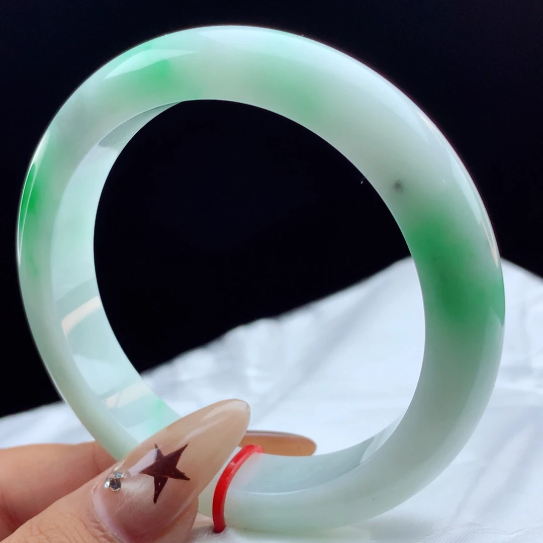 未镶嵌手镯翡翠白底青96432