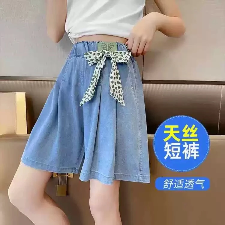 女童短裤夏季薄款五分裤中大童洋气韩版女孩天丝儿童牛仔裙裤