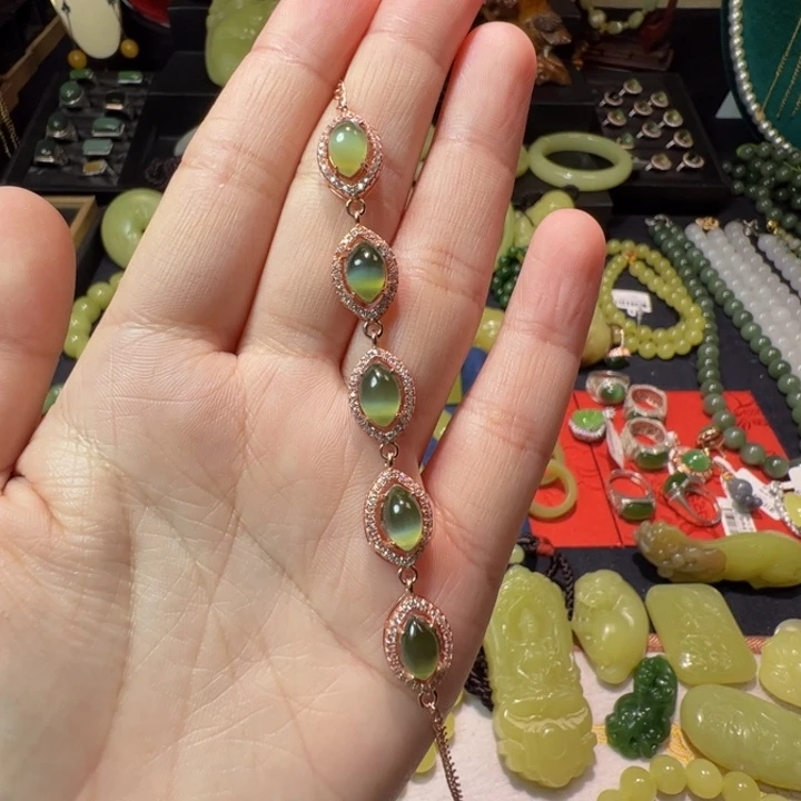 和田玉（碧玉）颈饰银S925镶嵌