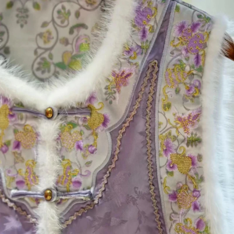 新中式双面双穿冬款夹棉加厚刺绣马甲2024D8490-乖乖