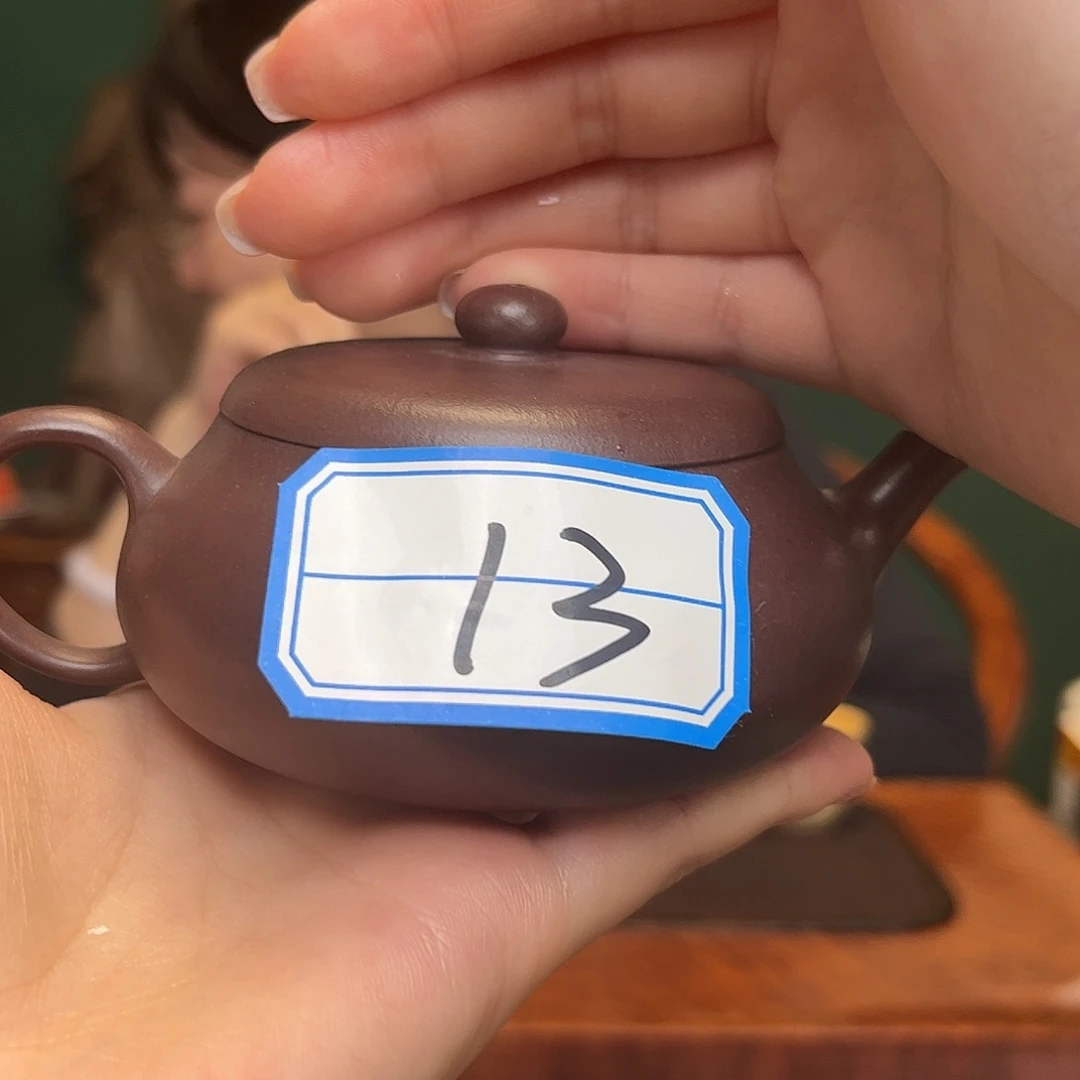 紫砂茶壶扁晨紫茄泥