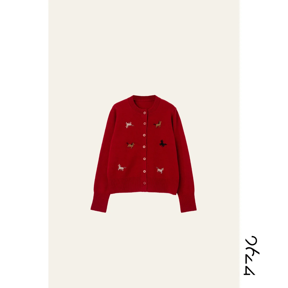 【天马行空】100绵羊毛超挺括重工珠管+十字刺绣！女装针织开衫8973