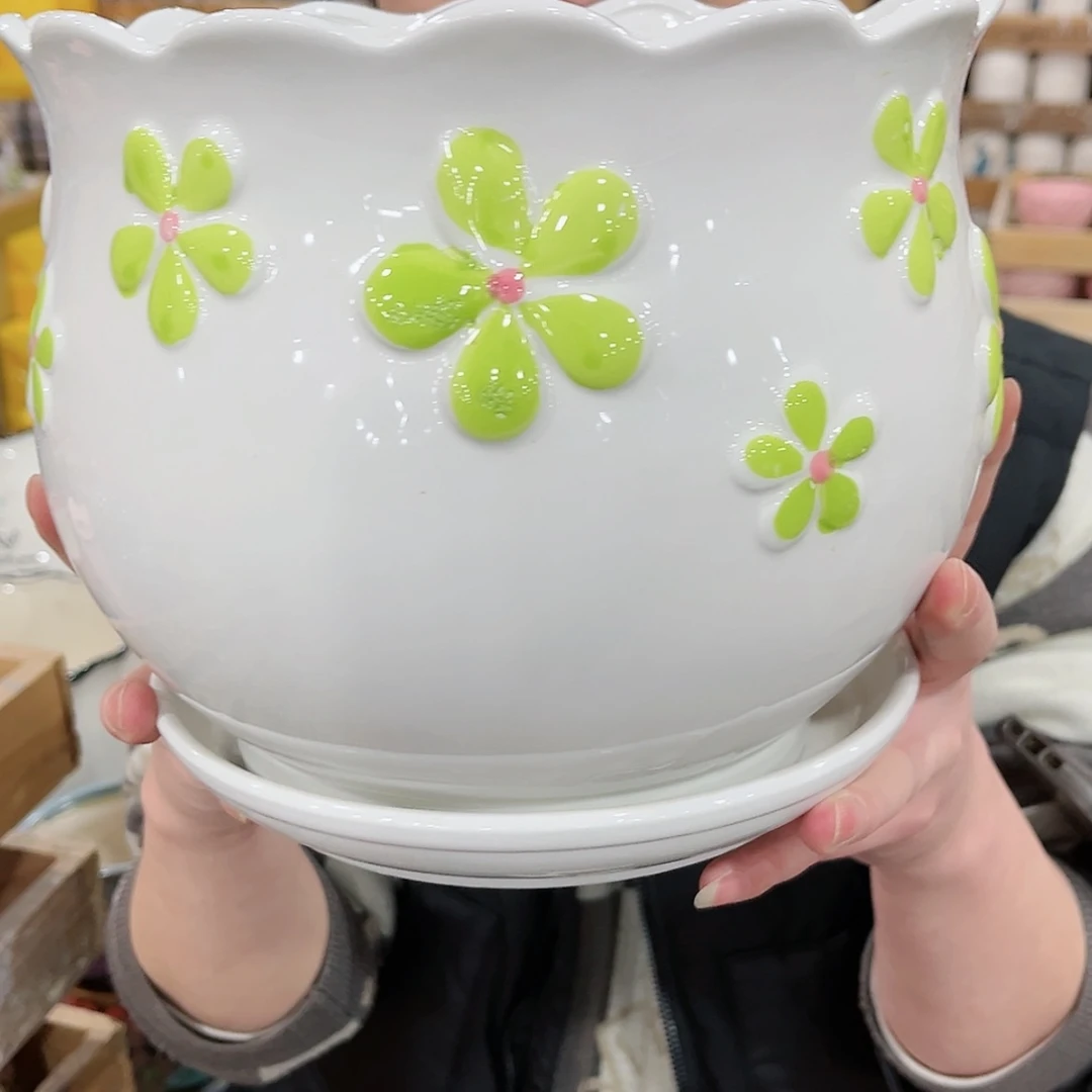 【闪购商品】陶瓷福利品带冰裂效果陶瓷花盆