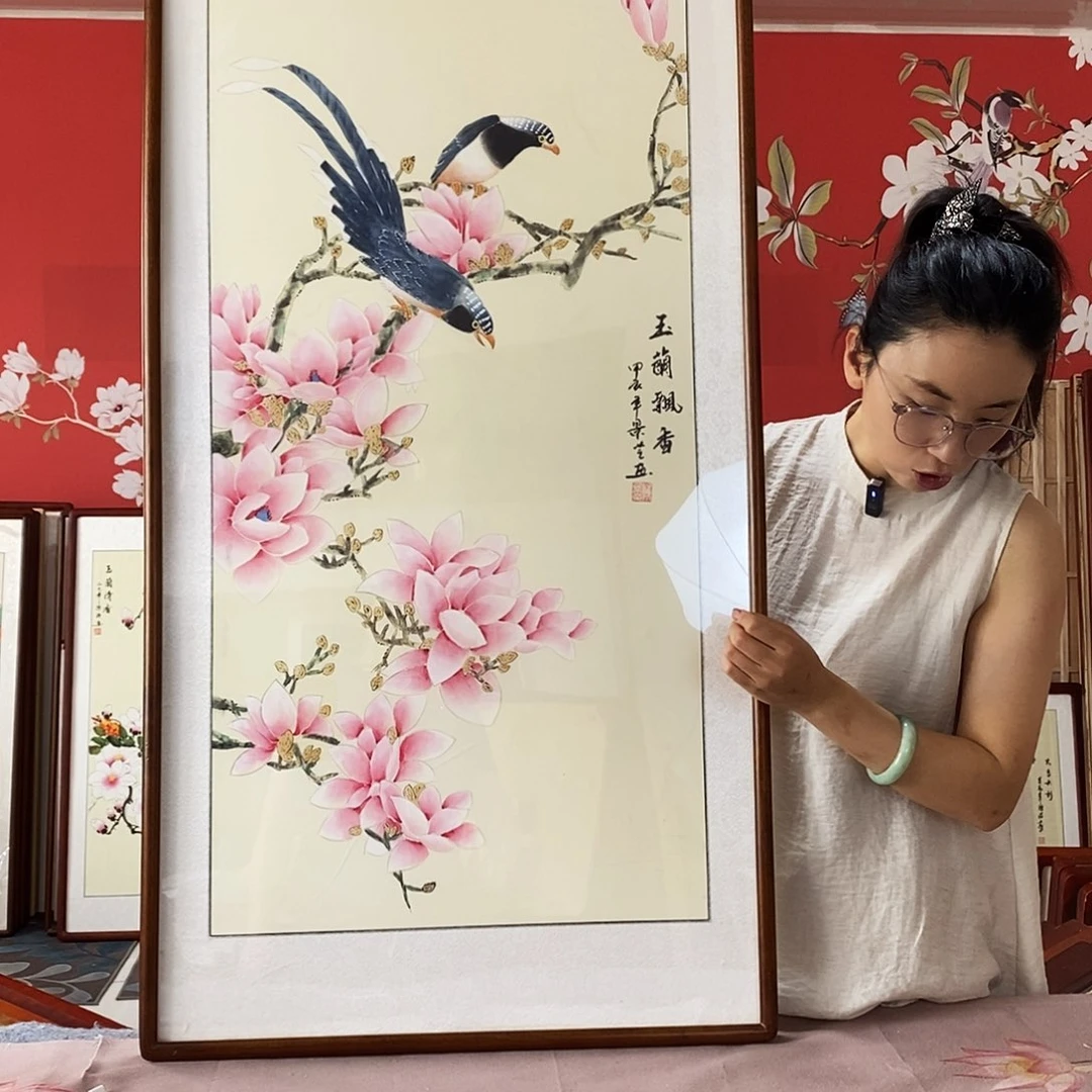 国画手写手绘国画作品62✖️122带框包邮